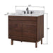 Avanity Carina 36 inch Single Vanity Coffee Teak in Carrara White Marble Dimension