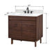 Avanity Carina 36 inch Single Vanity Coffee Teak in White Engineered Stone Dimension