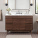 Avanity Carina 48 inch Single Vanity Coffee Teak in Cala White Engineered Stone Front View