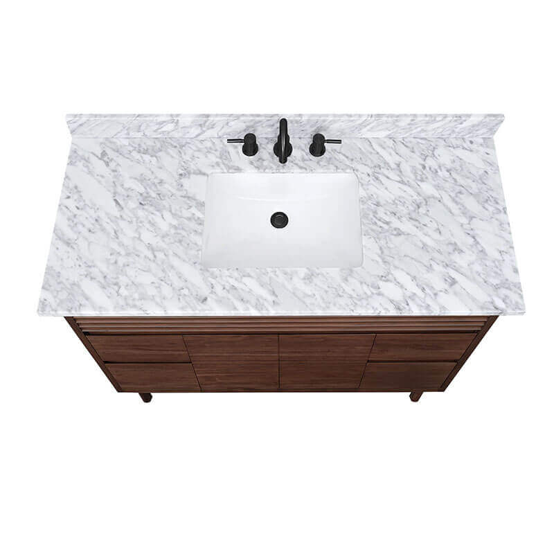 Avanity Carina 48 inch Single Vanity Coffee Teak in Carrara White Marble