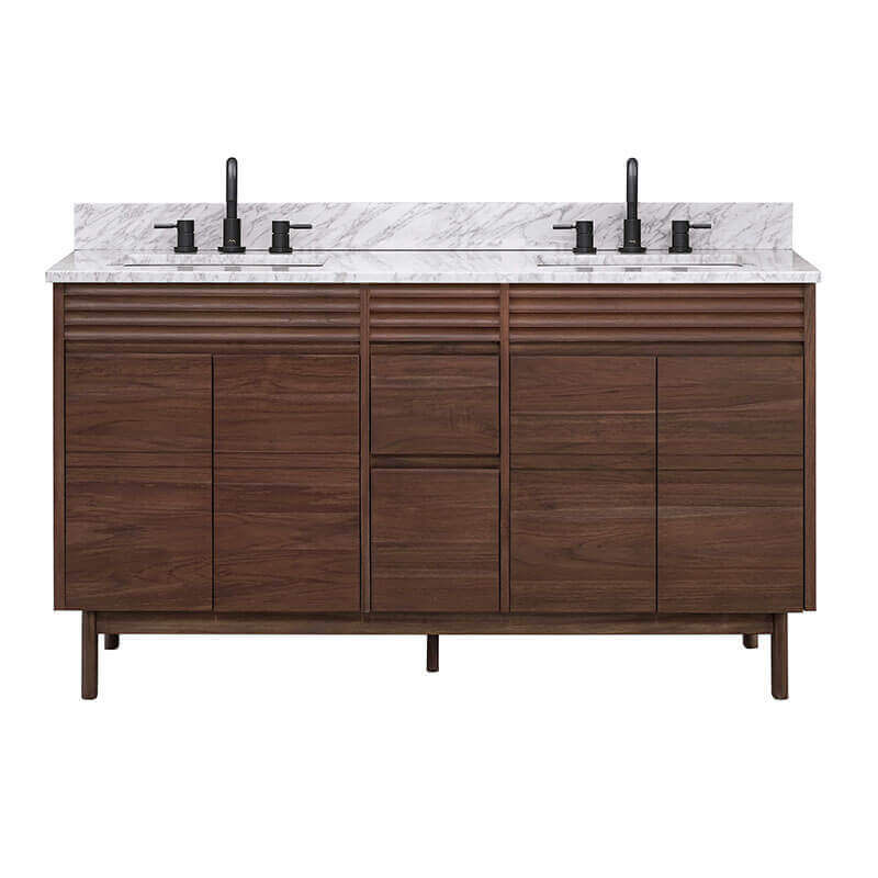 Avanity Carina 60 inch Double Vanity in Carrara White Marble Front View