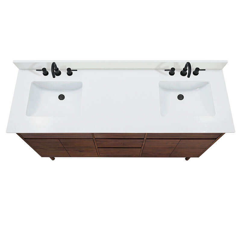 Avanity Carina 72 Double Vanity Coffee Teak in Cala White Engineered Stone