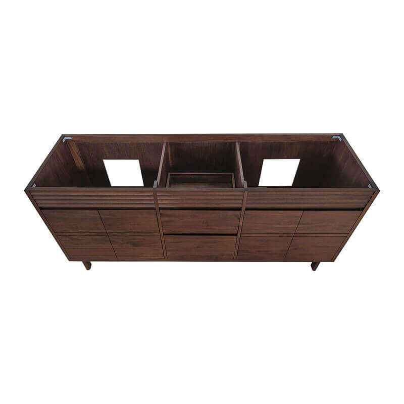 Avanity Carina 72 inch Double Vanity Coffee Teak Cabinet only Top View
