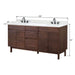 Avanity Carina 72 inch Double Vanity Coffee Teak in Cala White Engineered Stone Dimension