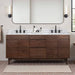 Avanity Carina 72 inch Double Vanity Coffee Teak in Carrara White Marble Front View