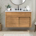 Avanity Colbie 42 Single Sink Teak Bathroom Vanity with Dual Mount Option Natural Teak in Carrara White Marble Floating