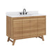 Avanity Coventry 48 Single Sink Teak Bathroom Vanity Natural Teak in Cala White Engineered Stone Corner View