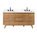Avanity Coventry 60 Double Sink Teak Bathroom Vanity Natural Teak in Cala White Engineered Stone Front View