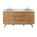 Avanity Coventry 60 Double Sink Teak Bathroom Vanity Natural Teak in Carrara White Marble Front View