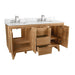 Avanity Coventry 60 inch Double Sink Teak Bathroom Vanity Natural Teak in Carrara White Marble Corner View