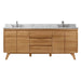Avanity Coventry 72 Double Sink Teak Bathroom Vanity Natural Teak in Carrara White Marble Front View
