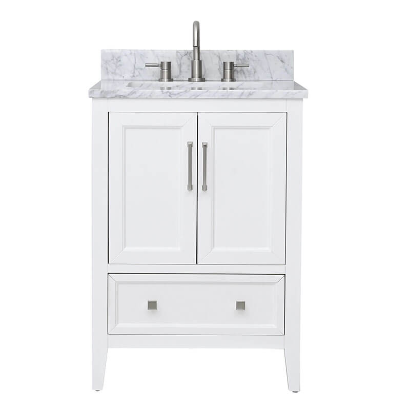 Avanity Everette 24 Single Vanity White in Carrara White Marble