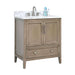Avanity Everette 30 inch Single Vanity Gray Oak in Carrara White Marble Corner View