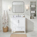 Avanity Everette 30 inch Single Vanity White in Carrara White Marble Front View