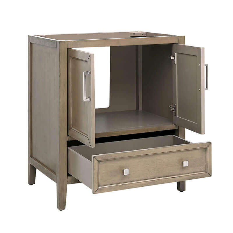 Avanity Everette 30 Single Vanity Gray Oak Cabinet Only Open Drawer