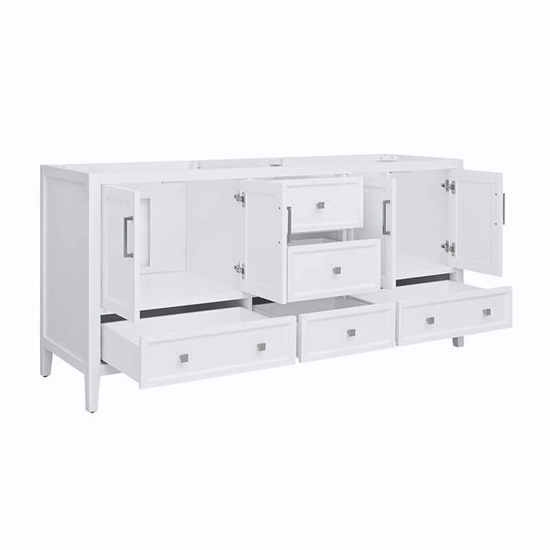 Avanity Everette 72 inch Double Vanity White Cabinet Only Open Drawer