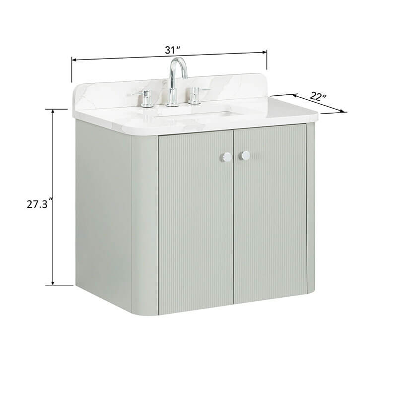 Avanity Haley 30 Single Sink Bathroom Vanity with Dual Mount Option Soft Sage Cabinet Only