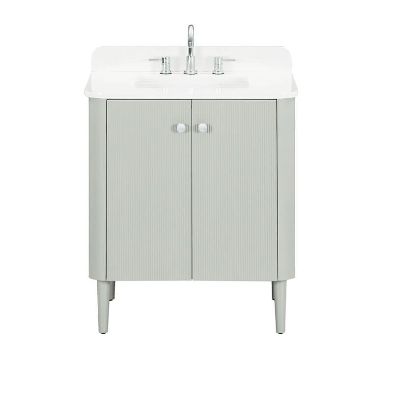 Avanity Haley 30 Single Sink Bathroom Vanity with Dual Mount Option Soft Sage in White Engineered Stone Front View