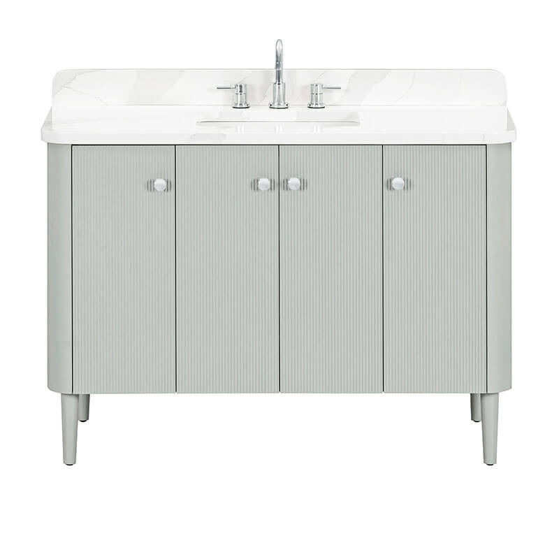 Avanity Haley 48 Single Sink Bathroom Vanity with Dual Mount Option Soft Sage in Calacatta Quartz Front View