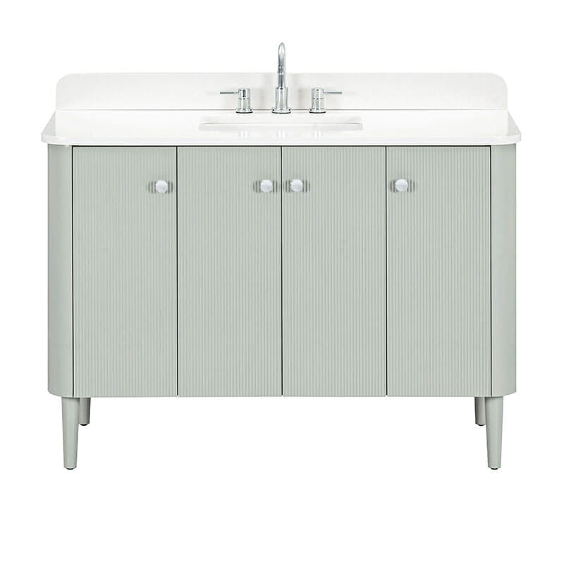 Avanity Haley 48 Single Sink Bathroom Vanity with Dual Mount Option Soft Sage in White Engineered Stone Front View