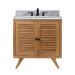 Avanity Harper 30 Single Sink Teak Bathroom Vanity Natural Teak in Carrara White Marble Front View