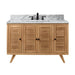 Avanity Harper 48 Single Sink Teak Bathroom Vanity Natural Teak in Carrara White Marble