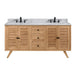 Avanity Harper 60 Double Sink Teak Bathroom Vanity Natural Teak in Carrara White Marble