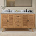 Avanity Harper 60 inch Double Sink Teak Bathroom Vanity Natural Teak in Carrara White Marble Front View