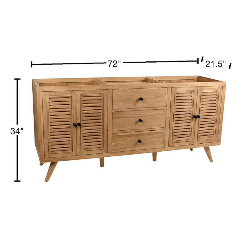 Avanity Harper 72 Double Sink Teak Bathroom Vanity Natural Teak Cabinet Only Dimension