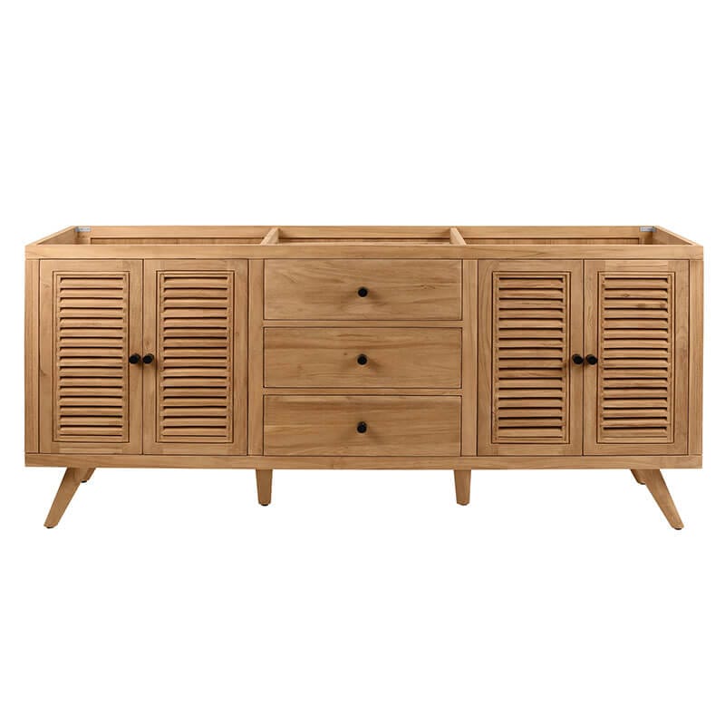 Avanity Harper 72 Double Sink Teak Bathroom Vanity Natural Teak Cabinet Only Front View