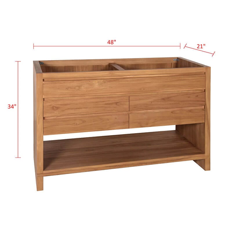 Avanity Kai 48 Double Sink Teak Bathroom Vanity Natural Teak Cabinet Only Dimension