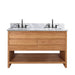 Avanity Kai 48 Double Sink Teak Bathroom Vanity Natural Teak in Carrara White Marble Front View