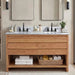 Avanity Kai 48 inch Double Sink Teak Bathroom Vanity Natural in Carrara White Marble Front View