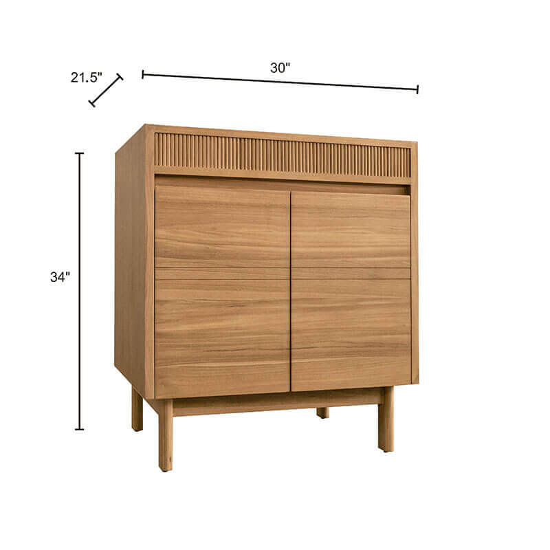 Avanity Kayla 30 inch Single Vanity Natural Teak Cabinet Only Dimension