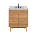 Avanity Kayla 30 Single Vanity Natural Teak in Carrara White Marble Front View