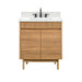 Avanity Kayla 30 Single Vanity Natural Teak in Cala White Engineered Stone Front View