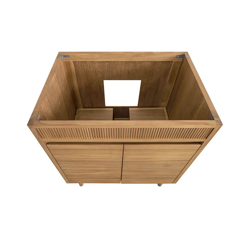 Avanity Kayla 36 inch Single Vanity Natural Teak Cabinet Only Top View