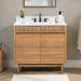 Avanity Kayla 36 inch Single Vanity Natural Teak in Cala White Engineered Stone Front View