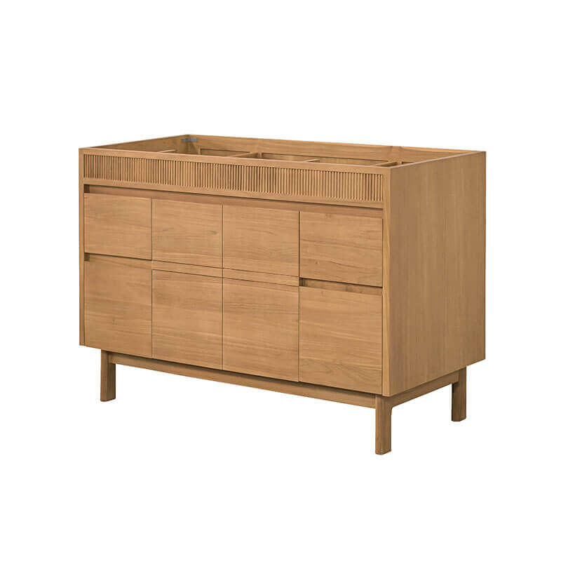 Avanity Kayla 48 inch Single Vanity Natural Teak Cabinet Only Corner View