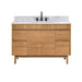 Avanity Kayla 48 Single Vanity Natural Teak in Carrara White Marble Front View