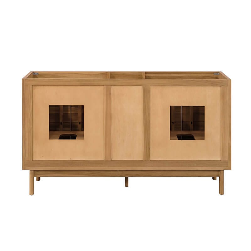 Avanity Kayla 60 Double Vanity Natural Teak Cabinet Only Top View
