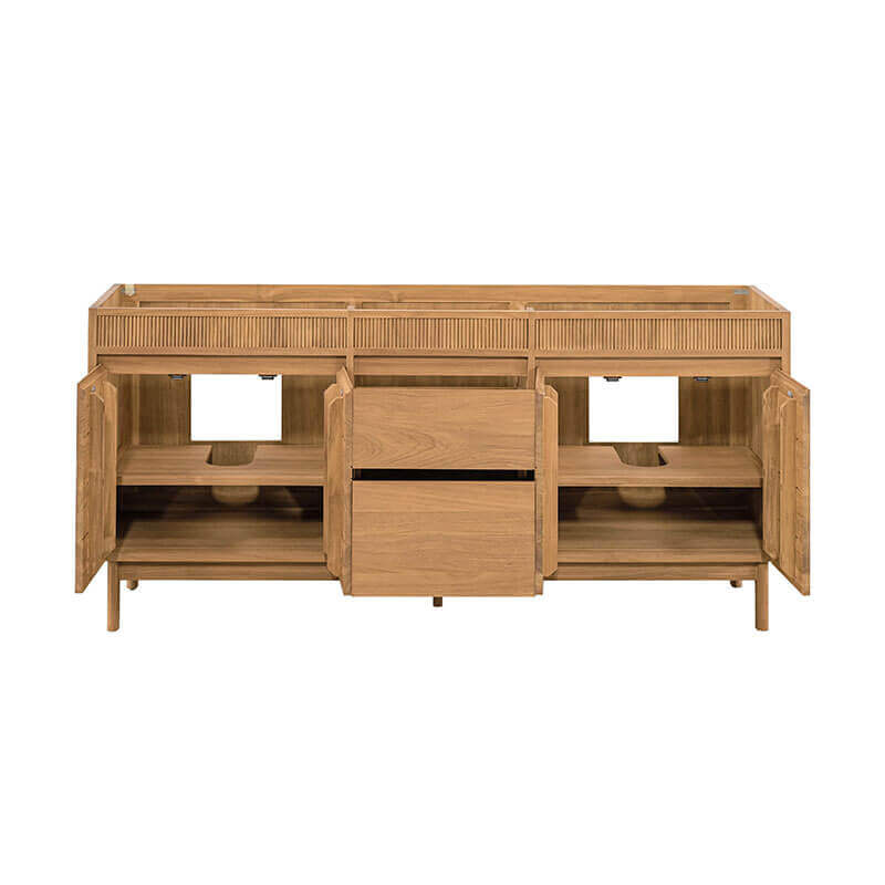 Avanity Kayla 72 Double Vanity Natural Teak Cabinet Only Open Drawer