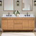 Avanity Kayla 72 Double Vanity Natural Teak Carrara White Marble Front View