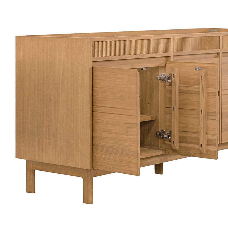 Avanity Kayla 72 inch Double Vanity Natural Teak Cabinet Only Side View