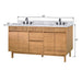 Avanity Kayla 72 inch Double Vanity Natural Teak Carrara White Marble Dimension