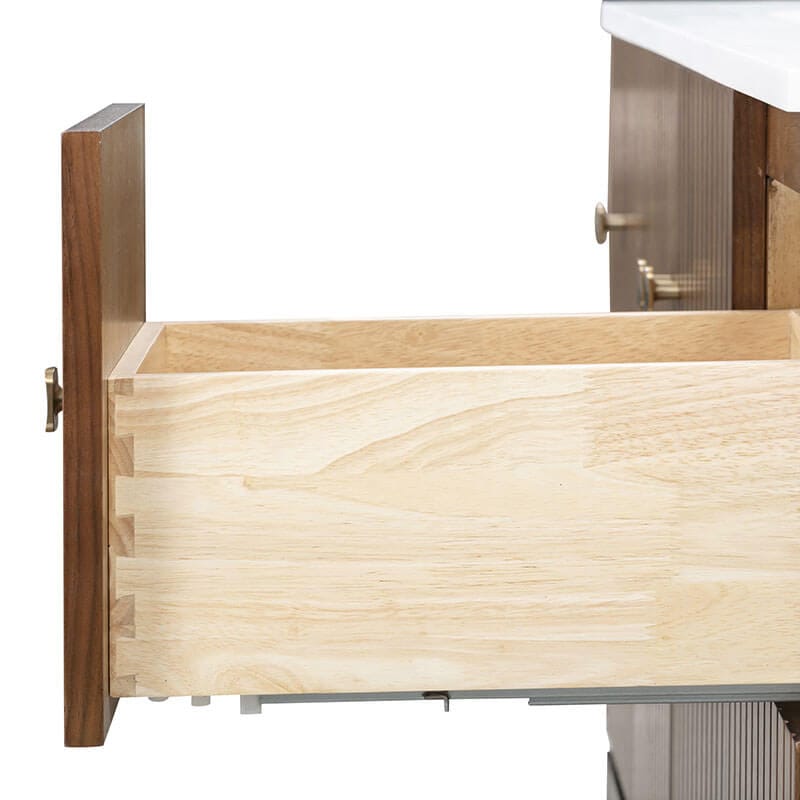 Avanity Kenzo 47 inch Single Sink Bathroom Vanity with Dual Mount Option Walnut in White Solid Side View Drawer