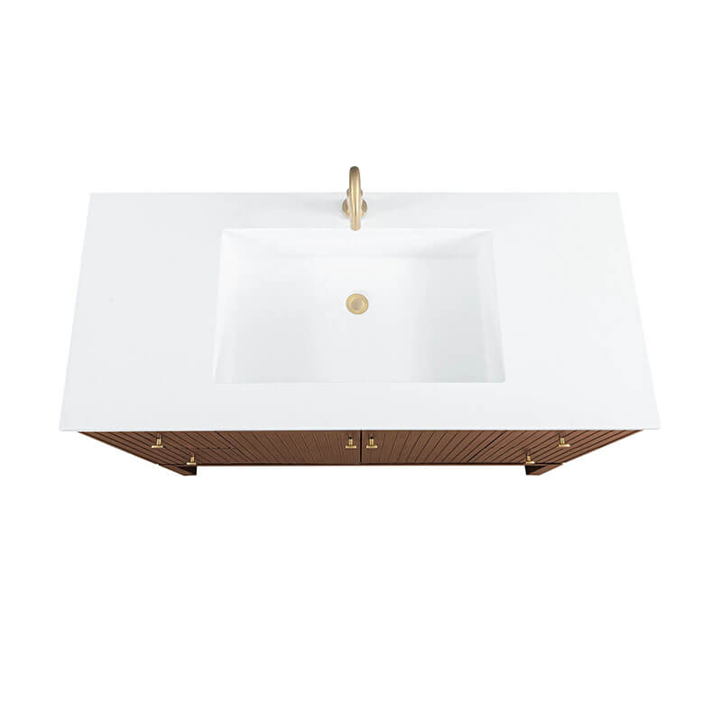 Avanity Kenzo 47 inch Single Sink Bathroom Vanity with Dual Mount Option Walnut in White Solid