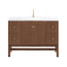 Avanity Kenzo 47 Single Sink Bathroom Vanity with Dual Mount Option Walnut in White Solid Surface Front View