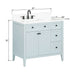 Avanity Layla 36 inch Left-Offset Single Sink Bathroom Vanity Ice Blue in White Engineered Stone Dimension