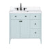 Avanity Layla 36 Left-Offset Single Sink Bathroom Vanity Ice Blue in Cala White Engineered Stone Front View